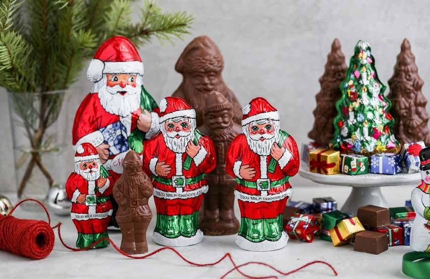 Madelaine foil wrapped chocolate Santas and trees