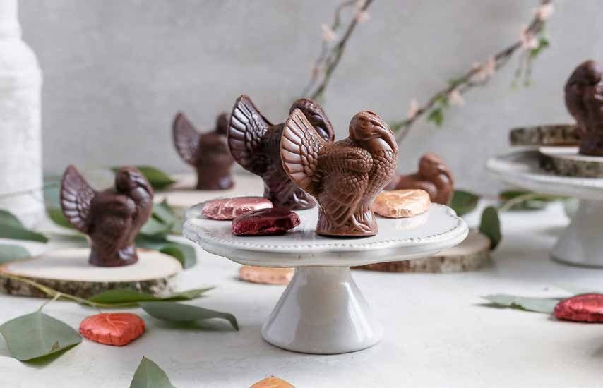 Madelaine milk and dark chocolate turkeys
